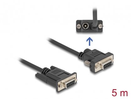 Cablu serial RS-232 D-Sub 9 pini cu alimentare DC M-M 5m, Delock 88219